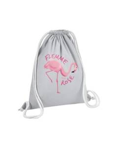 Sac de Gym en Coton Gris Flemme en Rose Jeu de Mot Flamant Rose Ennui 12 Litres