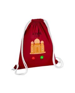 Sac de Gym en Coton Rouge L'Inde M'Appelle Taj Mahal Agra Delhi Patrimoine 12 Litres