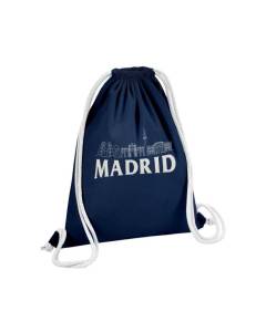 Sac de Gym en Coton Bleu Madrid Minimaliste Voyage Culture Artiste Espagne 12 Litres