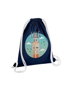 Sac de Gym en Coton Bleu Lille Le Clocher France Ville Monument Tourisme 12 Litres