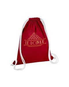 Sac de Gym en Coton Rouge Le Louvre Paris France Luxe Style Architecture 12 Litres