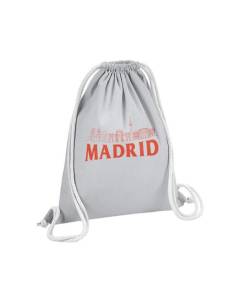 Sac de Gym en Coton Gris Madrid Minimaliste Voyage Culture Artiste Espagne 12 Litres