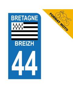 Autocollant Plaque d'immatriculation Moto 44 Bretagne Breizh