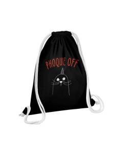 Sac de Gym en Coton Noir Phoque Off Jeu de Mot Humour Animaux 12 Litres