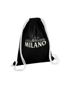 Sac de Gym en Coton Noir Milano Minimalist Milan Italie Voyage Mode 12 Litres