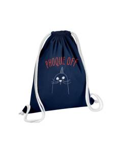 Sac de Gym en Coton Bleu Phoque Off Jeu de Mot Humour Animaux 12 Litres