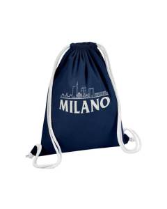 Sac de Gym en Coton Bleu Milano Minimalist Milan Italie Voyage Mode 12 Litres
