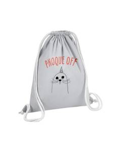 Sac de Gym en Coton Gris Phoque Off Jeu de Mot Humour Animaux 12 Litres