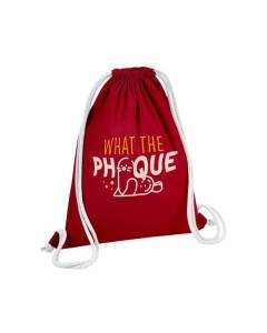 Sac de Gym en Coton Rouge What the Phoque Jeu de Mot Anglais Humour Animaux 12 Litres