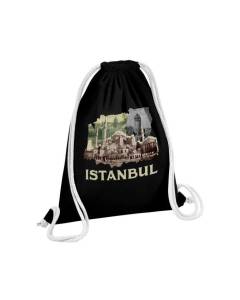 Sac de Gym en Coton Noir Istanbul Vintage Voyage Culture Turquie 12 Litres
