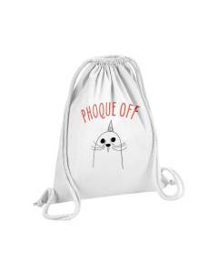 Sac de Gym en Coton Blanc Phoque Off Jeu de Mot Humour Animaux 12 Litres