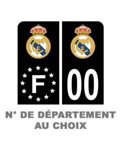 Pack Moto Autocollant Stickers Plaque d'immatriculation Prenium Real Madrid Noir - Numéro Personnalisé