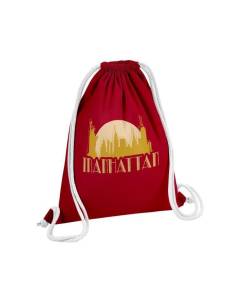 Sac de Gym en Coton Rouge Manhattan New York Etats-Unis Luxe Vintage Style 12 Litres