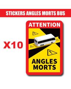 Lot de 10 Autocollants Stickers Attention Danger Angles Morts Obligatoire Bus - Car