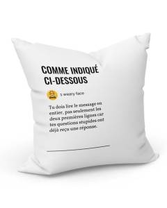 Housse de coussin Blanc Comme Indiqué Jargon Travail Office Email Icone Bureau Collegue Humour (40x40cm)