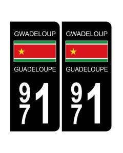 Autocollant Plaque d'immatriculation 971 Guadeloupe Noir Couleur