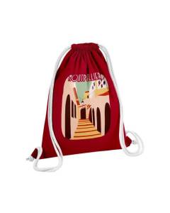 Sac de Gym en Coton Rouge Montpellier Centre Historique Voyage Tourisme 12 Litres