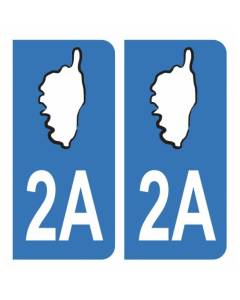 Autocollant Stickers plaque immatriculation voiture auto département 2A Corse du Sud Logo Géographique Corse