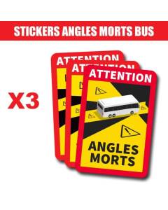 Lot de 3 Autocollants Stickers Attention Danger Angles Morts Obligatoire Bus - Car