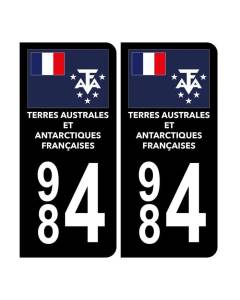 Autocollant Plaque d'immatriculation 984 Terres Australes et Antarctiques Françaises Noir Couleur