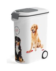 CURVER Conteneur à croquettes pour chien avec roulettes 20 kg - 54L - Love Pets