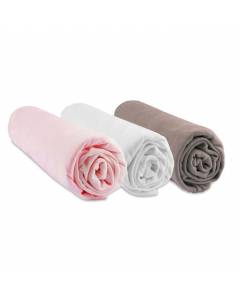 Lot de 3 draps housses Bambou pour Couffin 32x72 - rose blanc taupe - EASY DORT - Mixte - Bébé