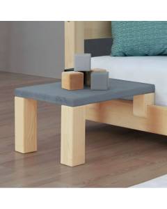 Table de chevet NANOC à fixer sur le lit - Gris et couleur bois naturel - 33 x 32 x 41 cm