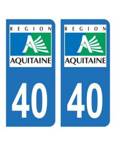 Autocollant Stickers plaque d'immatriculation voiture auto département 40 Landes Logo Région Aquitaine