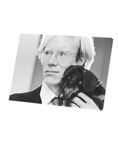 Tableau Décoratif   Andy Warhol Avec Son Chien Portrait  Pop Art Artiste (58 cm x 40 cm)