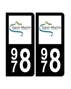 Autocollant Plaque d'immatriculation 978 Saint Martin Noir Couleur