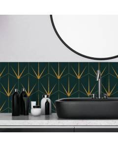 Crédence salle de bain adhésive OLD LINE - 99 DECO - Vert - Vintage - L:70 H:30 cm