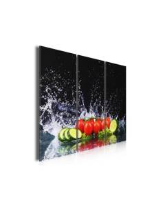 HXA DECO - Tableau Triptyque Decoration Murale pour la Cuisine,  Tableau Moderne, Tableau Cuisine Regime Salade D Eté, 90X60cm