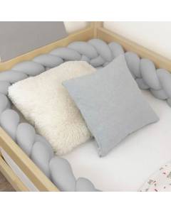 Tour de lit tressé déco pour enfant et adulte - Gris - 20 x 350 cm - Coton - Pare-choc pour barreaux