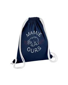 Sac de Gym en Coton Bleu Mamie Ours Famille Animal Polaire 12 Litres