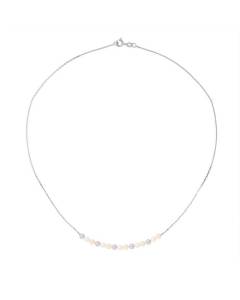 PERLINEA - Collier Perle de Culture d'Eau Douce AAA+ - Ronde 3-4 mm - Multicolore - Or Blanc - Bijoux Femme