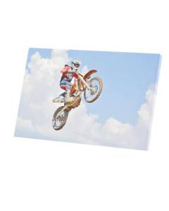 Tableau Décoratif  Saut en Motocross Motard Photo Contre-plongée (94 cm x 60 cm)