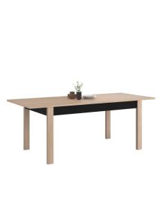 Table à manger extensible - Décor chêne Brooklyn et noir -  HELMA PARISOT L 157/207x H 77,3 x l 90 cm