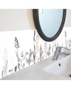 Crédence salle de bain adhésive VEGETALIST - 99 DECO - lot de 2 - Multicolore - Blanc - Contemporain - Design