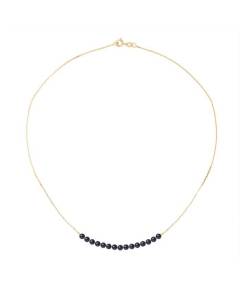 PERLINEA - Collier Perle de Culture d'Eau Douce AAA+ - Ronde 3-4 mm - Noire - Or Jaune - Bijoux Femme
