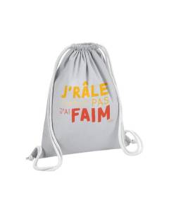 Sac de Gym en Coton Gris J'râle pas j'ai Faim Humour Expression 12 Litres