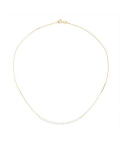 PERLINEA - Collier Perle de Culture d'Eau Douce AAA+ - Ronde 3-4 mm - Blanc Naturel - Or Jaune - Bijoux Femme
