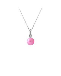 PERLINEA - Collier Perle de Culture d'Eau Douce AAA+ - Bouton 6-7 mm - Rose Fushia - Argent 925 Millièmes - Bijoux Femme