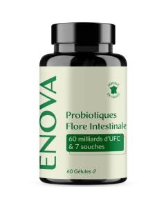 Probiotique Flore intestinale - Ferments Lactiques 60 milliards UFC - 60 gélules - Fabriqué en France - Complément Alimentaire