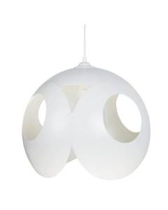 GALACTICA-Suspension  globe métal  blanc Abat-jour: bol métal blanc ivoire 1 ampoule E27 urbain P32xD32xH80cm