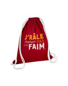 Sac de Gym en Coton Rouge J'râle pas j'ai Faim Humour Expression 12 Litres