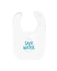 Bavoir en coton bio pour bébé - FABULOUS - Save water - Blanc - Fermeture scratch