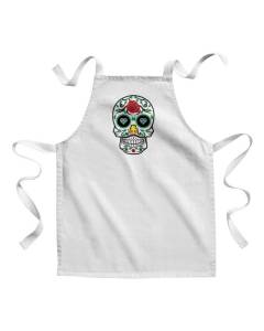 Tablier Enfant Cuisine - Peinture Crane Muerte Mexique Halloween Mexico Squelette - Qualité Premium