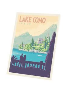 Tableau Décoratif  Lac de Come Italie  Vintage Voyage Art Deco 30's (30 cm x 40 cm)