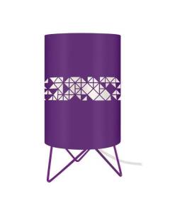 IKAT CARRES-Lampe de chevet trépied métal  violet Abat-jour: cylindre métal violet 1 ampoule E27 design P16xD16xH27cm
