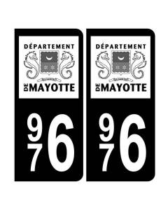 Autocollant Plaque d'immatriculation 976 Mayotte Noir